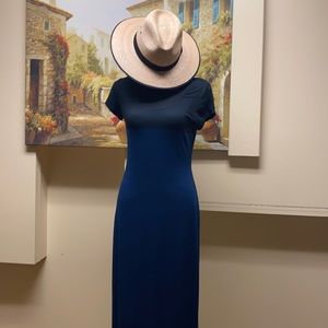 Max Studio Maxi dress in black and blue stripe size S